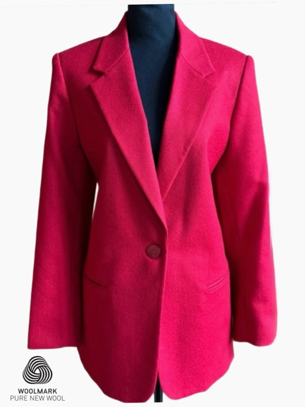 Wool Blazer Sag Harbor Deep Red Fully Lined Holiday Festive Relaxed Fit (12)